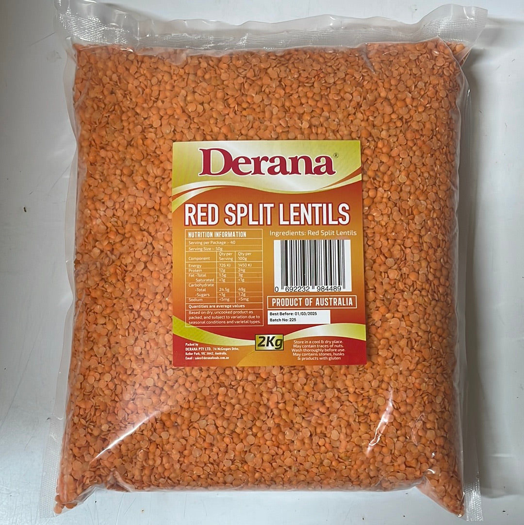 Derana Red Split Lentils 2KG