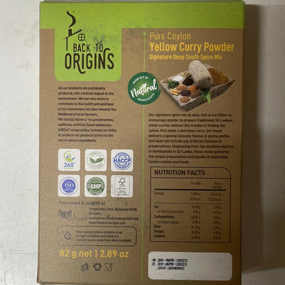 Back To Origins Pure Ceylon Yellow Curry Powder 82g (signature Deep South spice mix)