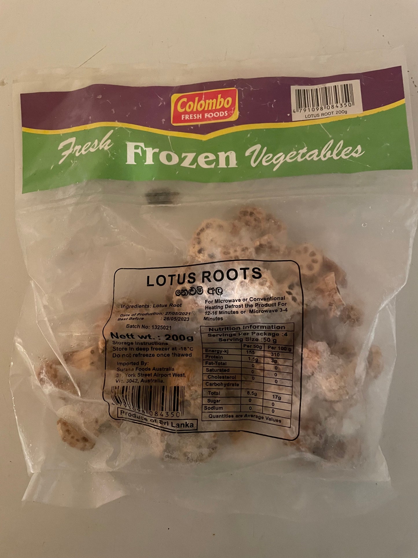 Colombo Frozen Lotus Root (Nelum Ala) 200g